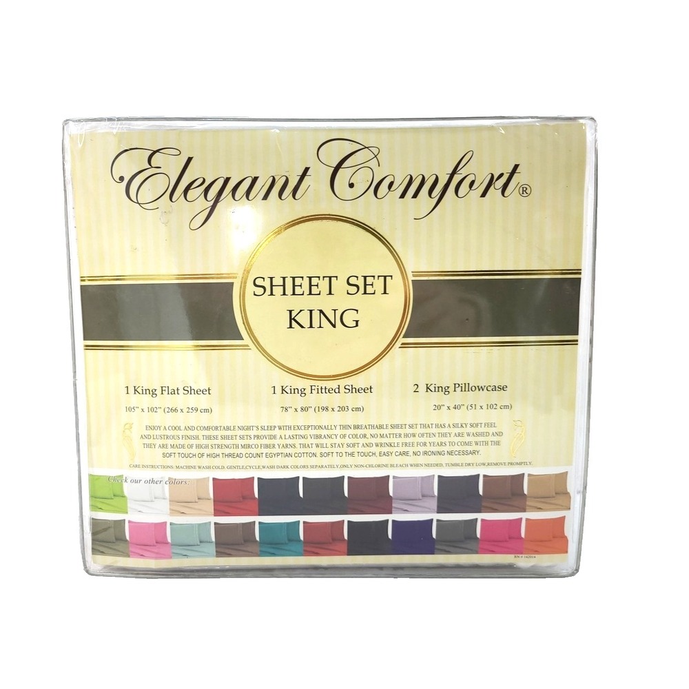 NEW Elegant Comfort 4-Piece King‎ Size Sheet Set Ivory Soft Silky Feel
